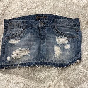 Guess Blue Distressed Denim Skirt